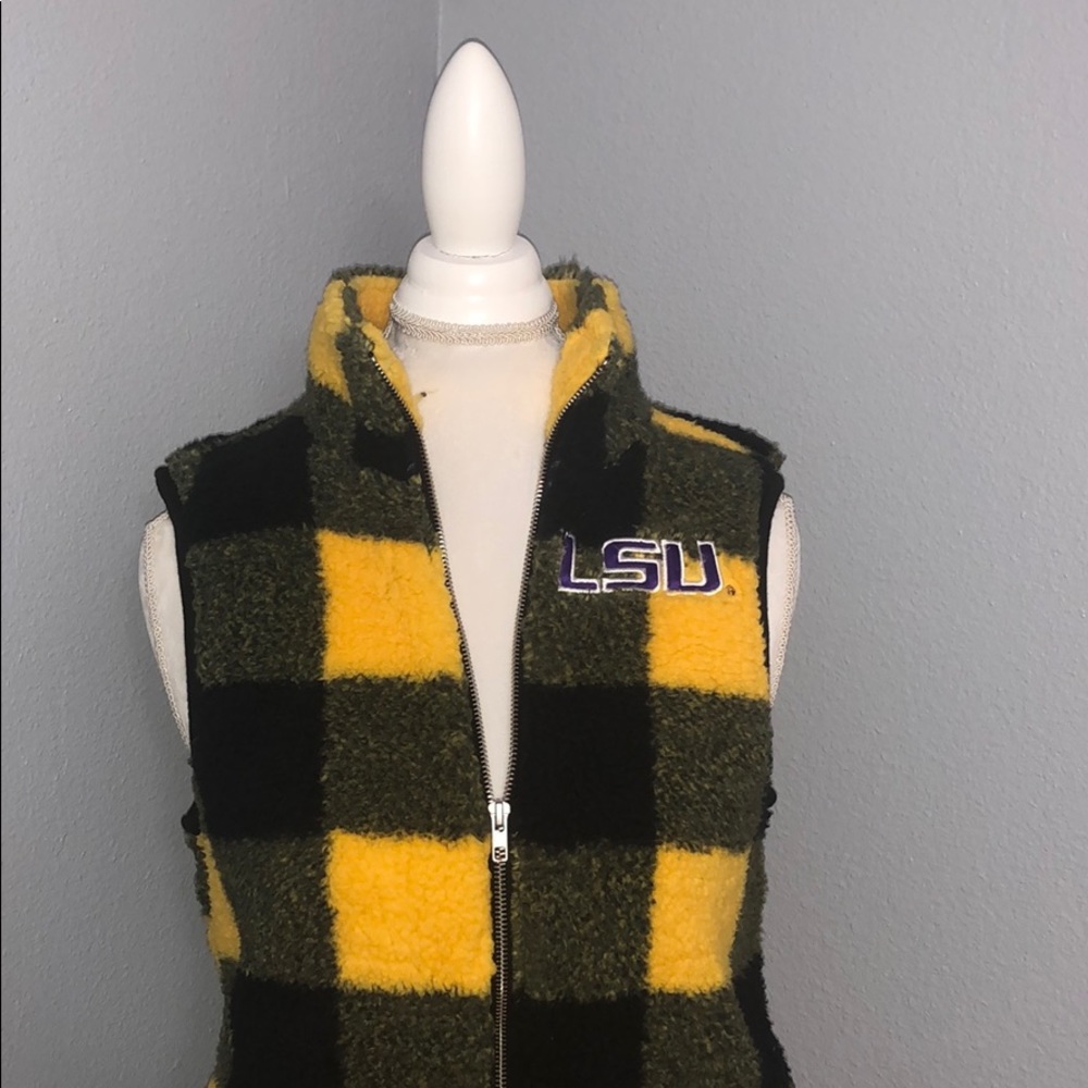 Victoria’s Secret PINK LSU Fluffy Vest Small